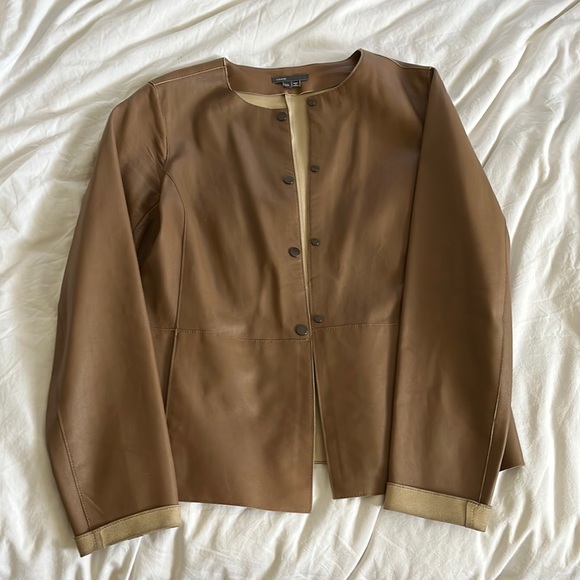 Vince Jackets & Blazers - Vince Taupe Leather Jacket